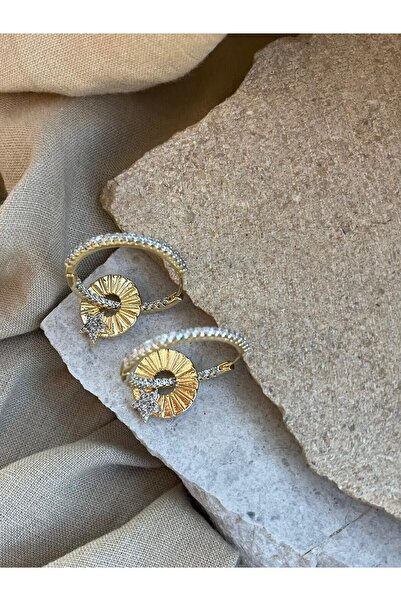 nunu takı أقراط على شكل نجمة مع دائرة متحدة باللون الذهبي