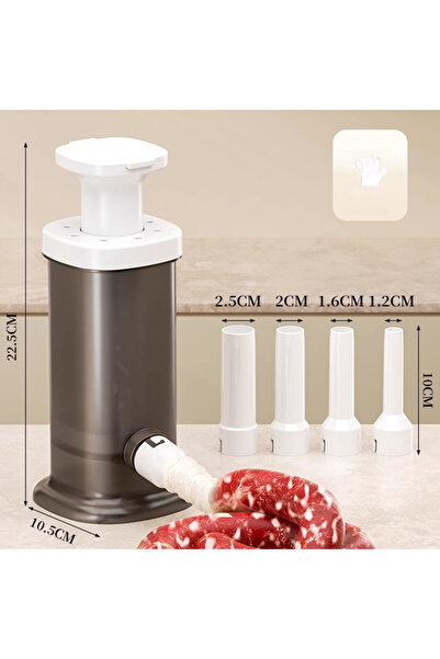 Choice1 صانع النقانق الرمادي المصنوع منزليًا مع 4 قطع من أنابيب الحشو آلة تعبئة اللحوم السريعة اليدوية كبيرة الحجم