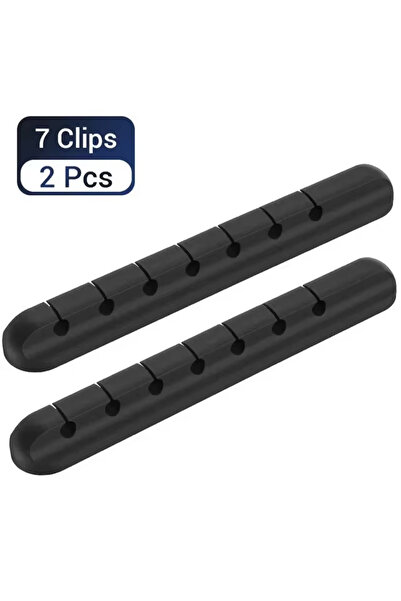 Choice منظم كابلات أسود مكون من 7 فتحات - قطعتين - حامل سلك إدارة كابل USB مر...