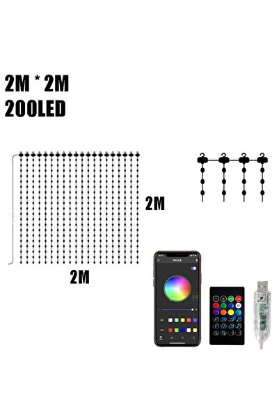 Choice 2M X 2M RGBIC ستارة ضوء سلسلة USB قابس جهاز التحكم عن بعد LED ستارة ضو...