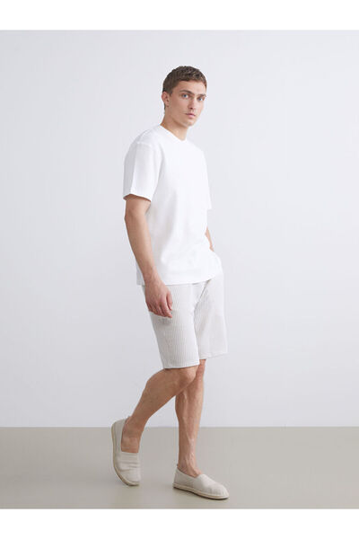 LC Waikiki Ανδρικό σορτς μπεζ Standard Fit ριγέ