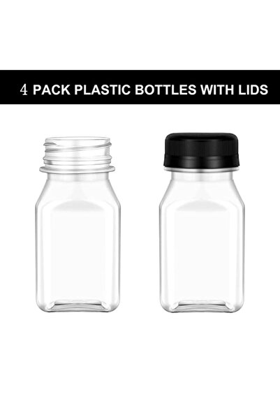 Choice 120 مل غطاء أسود 4 قطع زجاجات عصير بلاستيكية جديدة 120 مل/150 مل حاويات مشروبات شفافة وواضحة Tampe