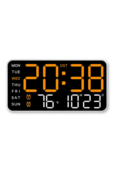 Choice orange Giant Intelligent Digital Wall Clock｜One screen to control time-temperature-date, home techno