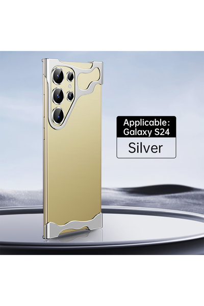 Choice غطاء هاتف من سبائك الألومنيوم بتصميم جديد فضي اللون لـ Galaxy S24 Ultr...