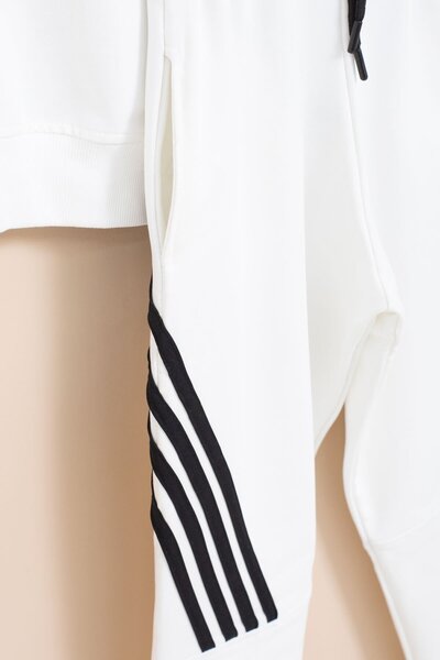 Cansın Mini Λευκό αγορίστικο σετ αθλητικής φόρμας με κουκούλα Keep Going Written Stripe 23417