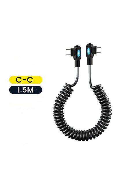 Choice كابل بيانات قصير زنبركي مزدوج بمرفقين من النوع C إلى النوع C بطول 1.5 ...