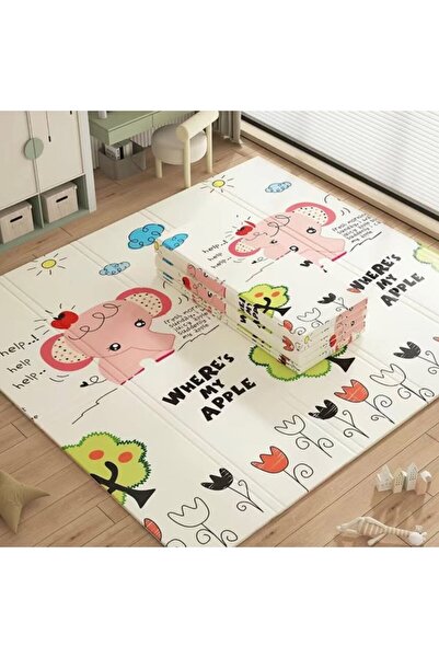 Bibilel Kids Play Mat, Reversible Elephant/Forest Design, XPE+PE, Waterproof, Non-Slip, Thermal
