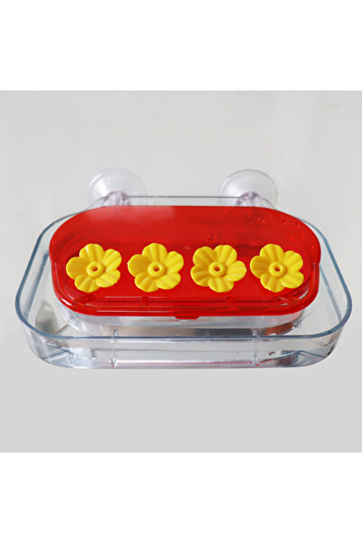 Choice 20x12.2x5 سم أبيض مغذي الطيور الطنانة مع 4 فتحات تغذية أكواب شفط قوية ...