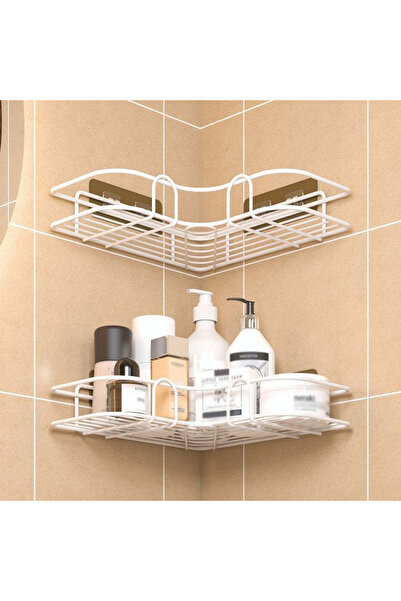 Choice 1PC 1PC رف تخزين معدني غير مثقوب على شكل مثلث مثبت على الحائط للحمام ومرحاض ومنطقة الاستحمام