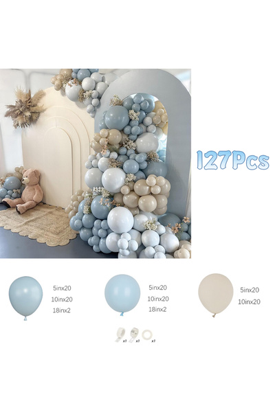 Choice أخرى BL50317-127 قطعة 127 قطعة بالونات زرقاء مغبرة وبيضاء على شكل قوس ...
