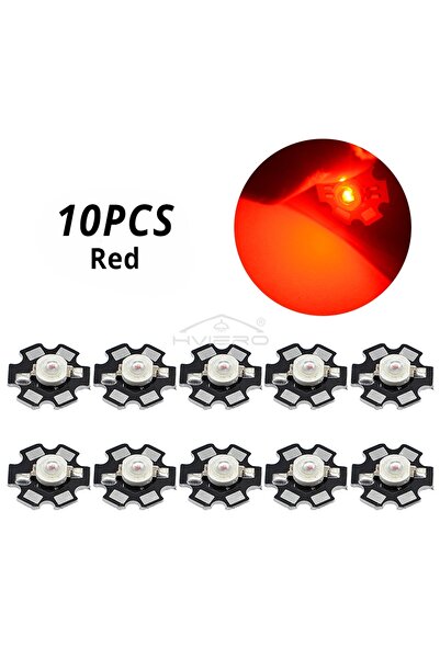 Choice 3W أحمر 630nm 10X 20mm 3V 3W LED عالي الطاقة رقاقة ضوء حبة بيضاء حمراء...