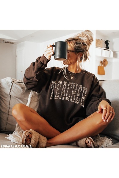 l'eivor Γυναικείο φούτερ καφέ με στάμπα με μοτίβο λεοπάρδαλης