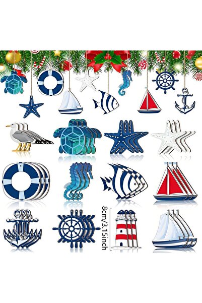 Choice 24pcs Navigation Style Decoration, Wooden Beach Tree Decoration, Home ...