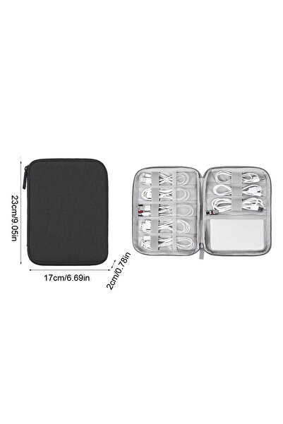 Choice Black Data Cable Storage Bag Power Bank U-disk Earphones Multiple Compartments Double Layer Storage