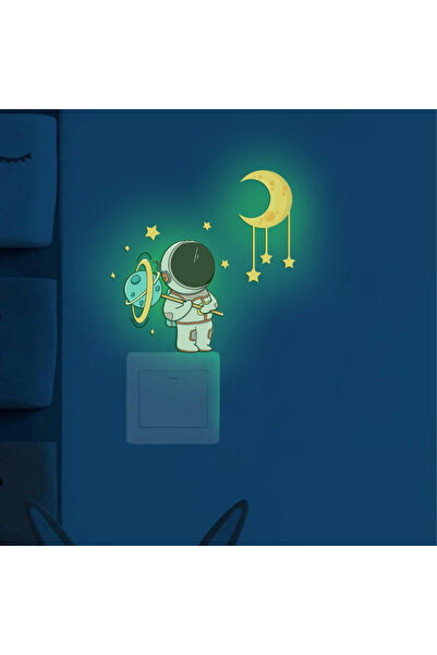 Choice ملصقات زخرفية خضراء 1PC لامعة على شكل نجوم وقمر لرواد الفضاء ملصقات جد...