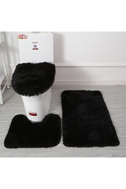 Choice black 3 Piece Bathroom Rug Set Includes Contour Mat and Toilet Lid Cov...