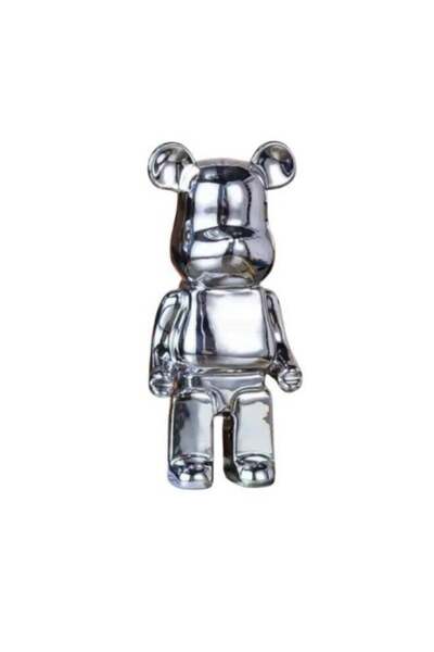Generic تمثال دب زخرفي 28x10 سم، حصالة متعددة الاستخدامات، لون فضي