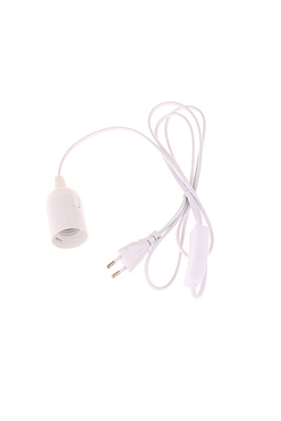 Choice 2 قابس أبيض من الاتحاد الأوروبي والولايات المتحدة كابل طاقة بطول 1.8 متر حامل قاعدة مصباح E27 مع سلك مفتاح لمصباح LED معلق