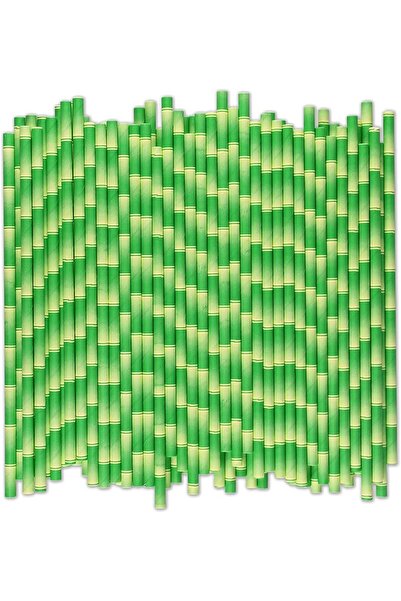 Choice 200 قطعة 19 سم طباعة الخيزران 200 قطعة قش ورق الخيزران الأخضر للشرب قا...