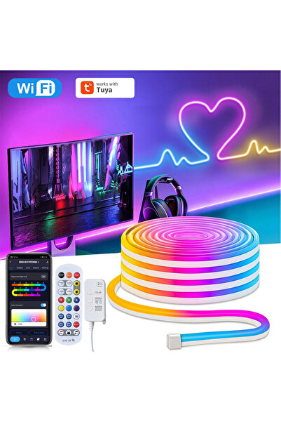 Choice EU Plug 10m Full Kit Tuya WiFi NEON RGBIC LED Strip 12V 5m 10M Music S...