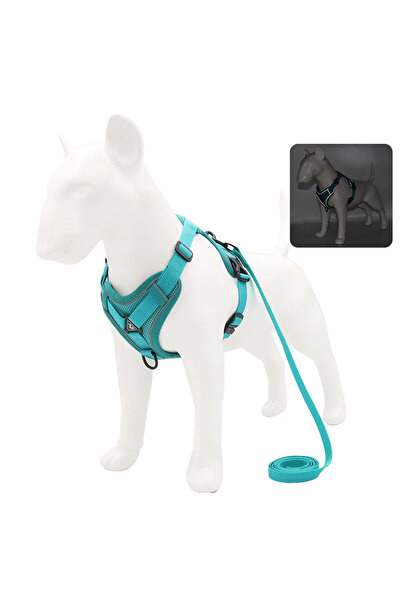 Choice S 2-4 كجم SKY BLUE مجموعة حزام ومقود للكلاب بدون سحب حزام قابل للتعديل للحيوانات الأليفة للكلاب الصغيرة والقطط