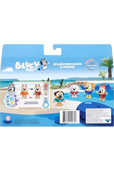 bluey S13 COLOR CHANGE FIGURE 4PACK WATER PARK BINGO & FRIENDS EXCLUSIVE