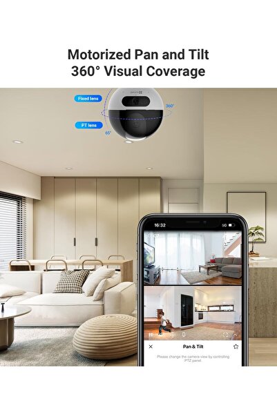 EZVIZ Dual-Lens 2K+ Indoor Security Camera, Dual Band, 10M Starlight Colour Night Vision, Pan Tilt,