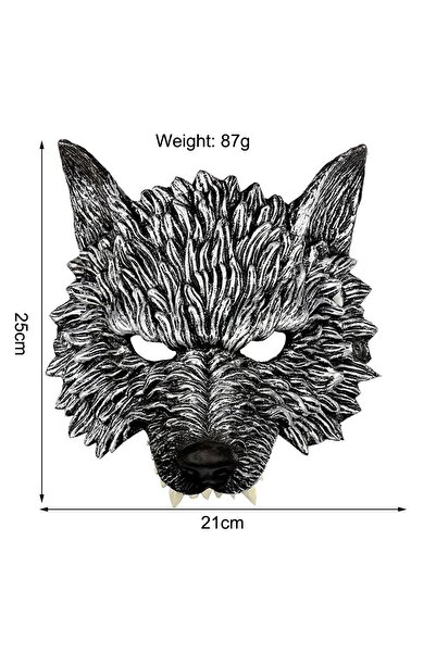 Choice1 قناع ذئب واقعي ثلاثي الأبعاد فضي قناع رأس ذئب ناعم من رغوة البولي يور...