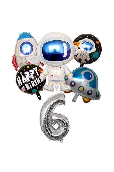 Choice بالونات أخرى تحمل الرقم 6 بتصميم رائد فضاء وصاروخ، زينة لحفلات أعياد م...