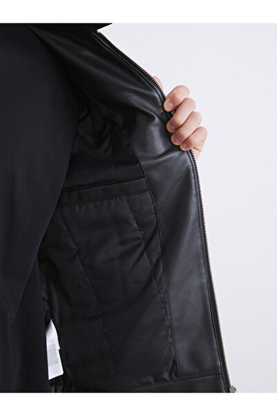 LC Waikiki Sparkling Choices from Shining Store |   Slim Fit Biker Collar Men's Leather-Look Jacket