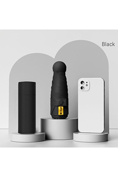 Choice مظلة صغيرة قابلة للطي من الفينيل باللون الأسود UPF50+ مظلة شمسية ومطري...