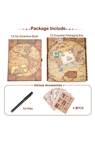 Choice 1 مجموعة ألبوم صور DIY موضوع خريطة رجعية ألبوم صور مغامرات من ورق كراف...
