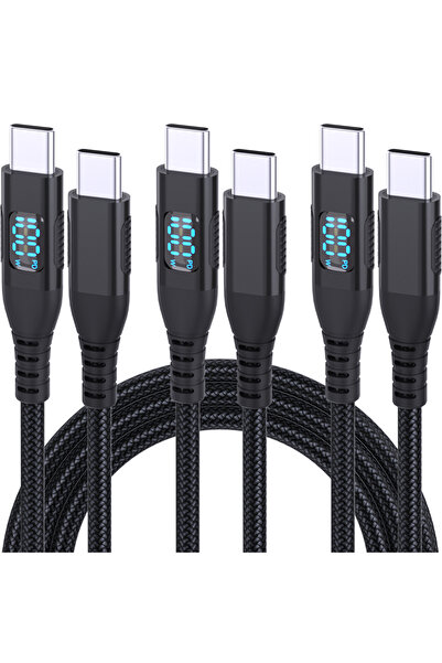 Choice 1M 3PCS 100W أسود 1M 2M 3M USB C إلى Type C سلك شاحن سريع من النايلون ...