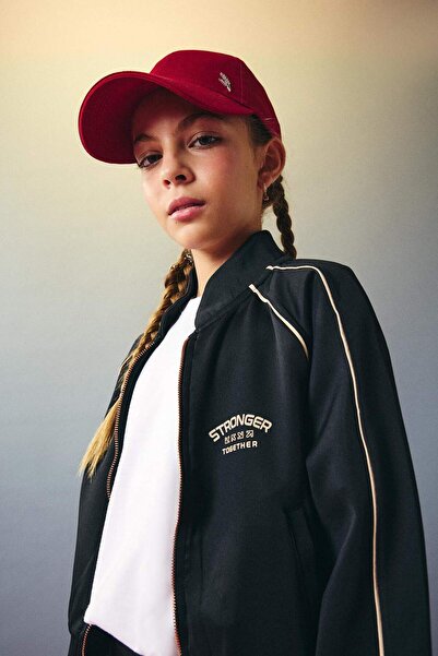 DeFacto Bedruckte Strickjacke mit Rundhalsausschnitt und Reißverschluss für Mädchen aus Scuba-Diver-Stoff F2798A825AU