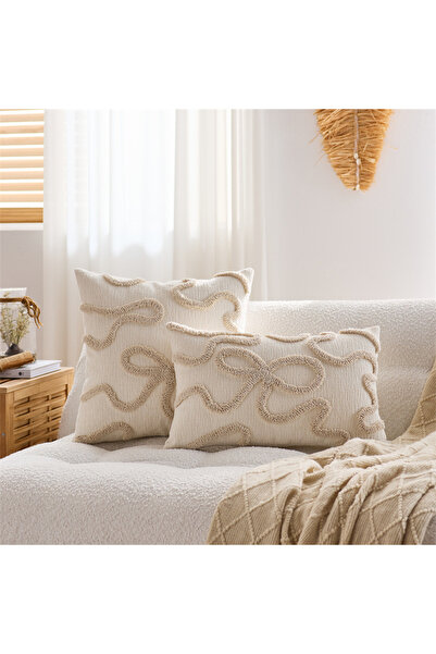 Choice غطاء وسادة بيج 30x50 سم غطاء وسادة شينيل فائق النعومة للأريكة غرفة الم...