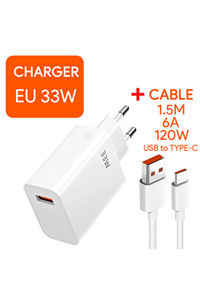 Choice كابل EU 33W و 1.5M 6A من النوع C وشاحن سريع Turbo 33W EU US لهواتف Xia...