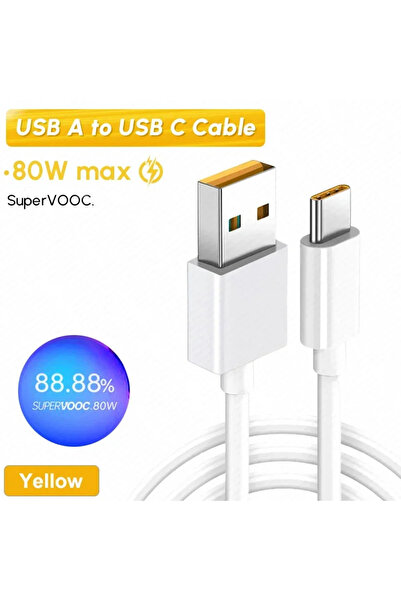 Choice 2m 80W a إلى c (أصفر) كابل OPPO أصلي من نوع USB Super Vooc سلك شاحن سر...