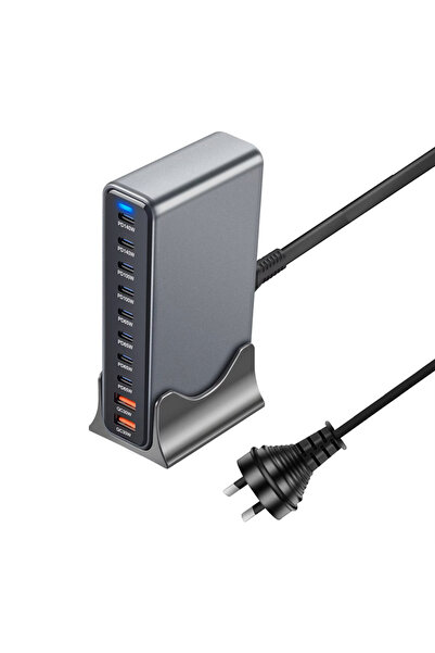 Choice شاحن سريع AU 800W GaN Fast Charge 3.0 USB Type-C، شاحن 10 منافذ 5C3A P...