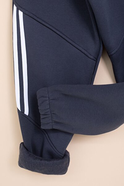 Cansın Mini Ανδρικό παντελόνι με λεπτομέρεια με ρίγες σε μπλε ναυτικό με ελαστική μέση 21461