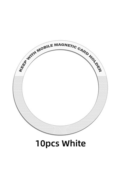 Choice11 حلقة معدنية مغناطيسية عالمية بيضاء اللون، 10 قطع، متوافقة مع هواتف آ...