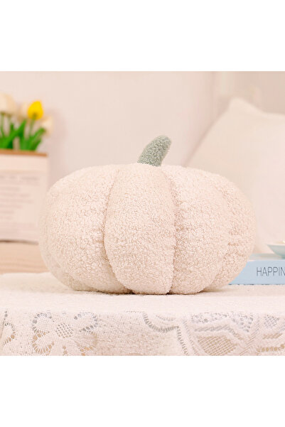 Choice وسادة يقطين بيضاء بطول 20 سم، وسادة ثلاثية الأبعاد على شكل يقطين، وسادة قطيفة، يقطين زخرفي