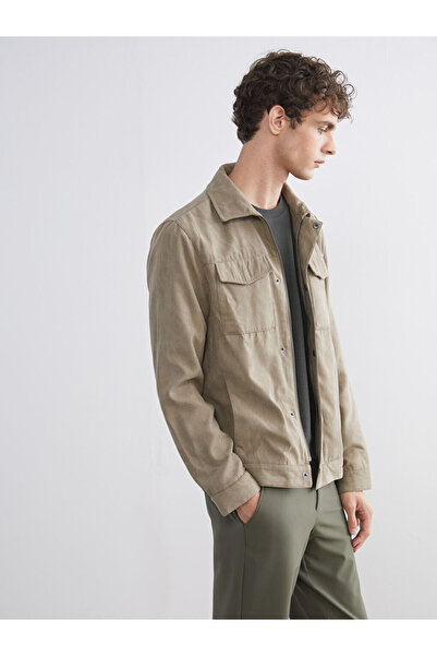 LC Waikiki Λαμπερές επιλογές από το Shining Store |   Ανδρικό παλτό από σουέτ με γιακά πουκάμισο τυπικού τύπου