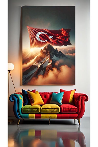 özkacar GÖKLERDE DALGALANAN TÜRK BAYRAĞI Ev Duvar Salon Güzellik Salonu Ofis ...