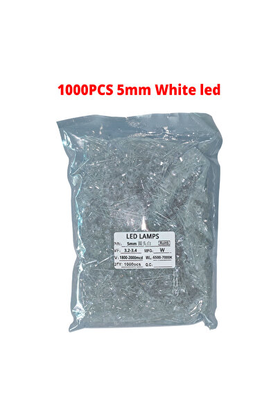 Choice أبيض 1000 قطعة F5 5 مم دائري أبيض أحمر أخضر أزرق أصفر شفاف مائي LED فا...