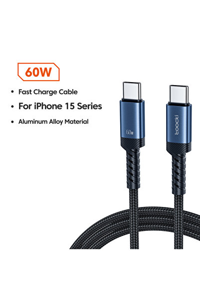 Toocki كابل USB إلى Type C بطول 2 متر TY C-C 60 واط 100 واط لشحن سريع 3 أمبير...