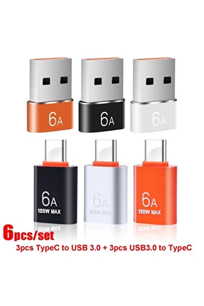 Choice mixed-6pcs 6A USB To Type C OTG Adapter 120W USB-C Male To Type-c Female Charger Converter for Macbo
