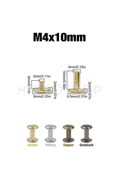 Choice60 فضي M4x10 10 قطع مصنوع من الجلد براغي شيكاغو مسامير برأس مستدير صلب ...