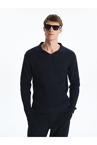 LC Waikiki Rmz Gi̇yi̇m Farkiyla Devrik Roba Collar Men's Knitwear Sweater