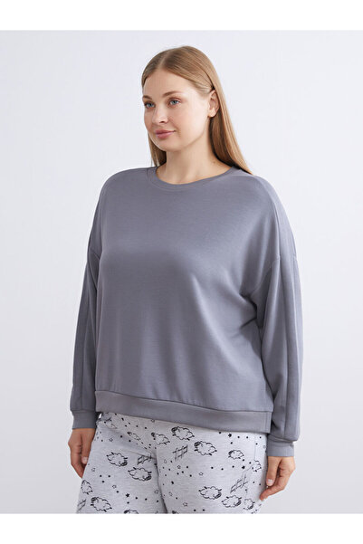 LC Waikiki Mg trenden grey crew neck Oversized women's pajama top