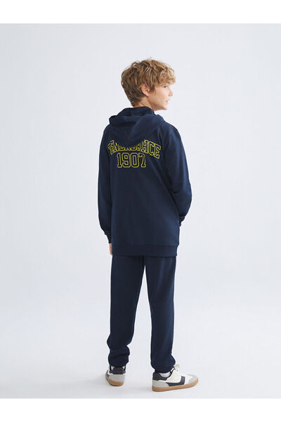 LC Waikiki Navy Blue Hooded Printed Boys' Sweatshirt and Sweatpants Set of 2